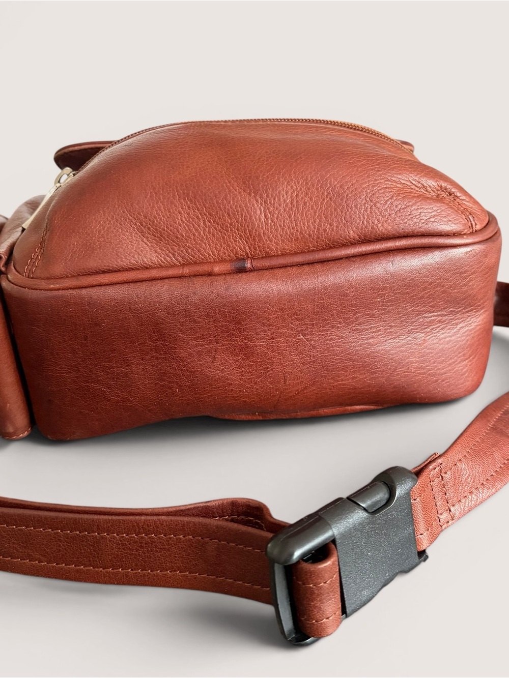 Leather Crossbody Sling Belt Bag in Brown - Picture 6 of 16
